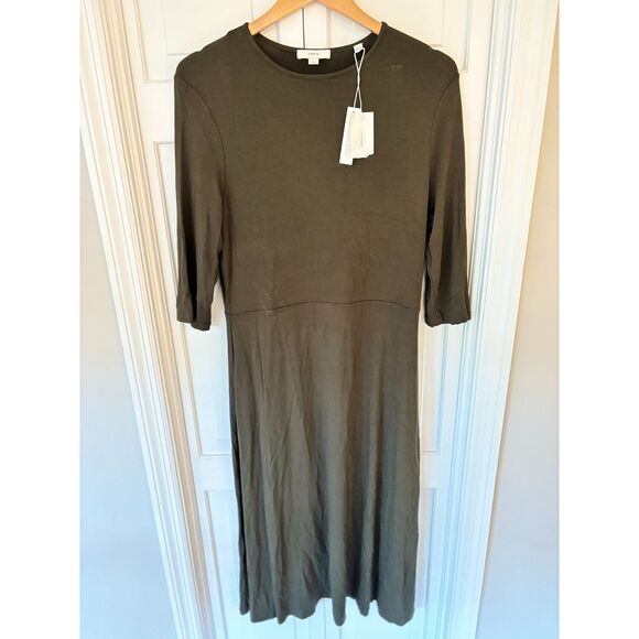 NWT Vince Scoop Neck Solid Dress in Mallard Green - Picture 3 of 9
